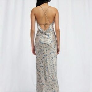 Significant Other X REVOLVE Aila Silky floral Satin cowl neck long dress sz 4